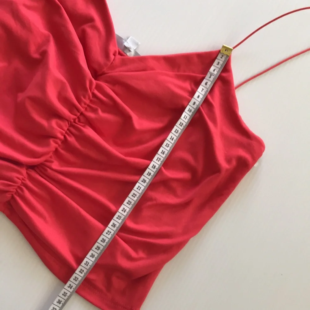 GAZE womens L spaghetti strap ruched red top NEW stretchy fabric - Picture 10 of 15